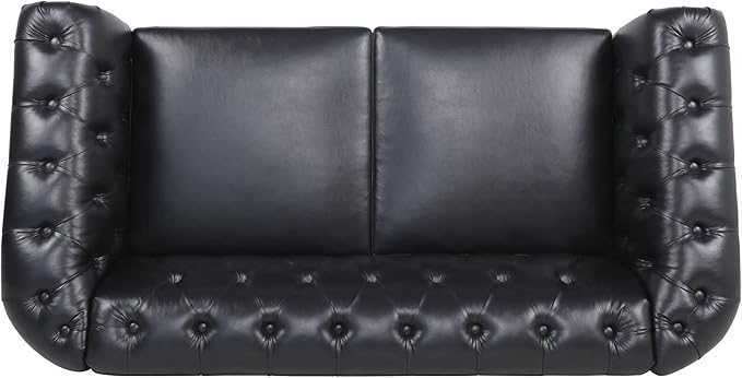 LEVNARY Leather Sofa, Chesterfield Tufted Upholstered 2 Seater Couch, Modern