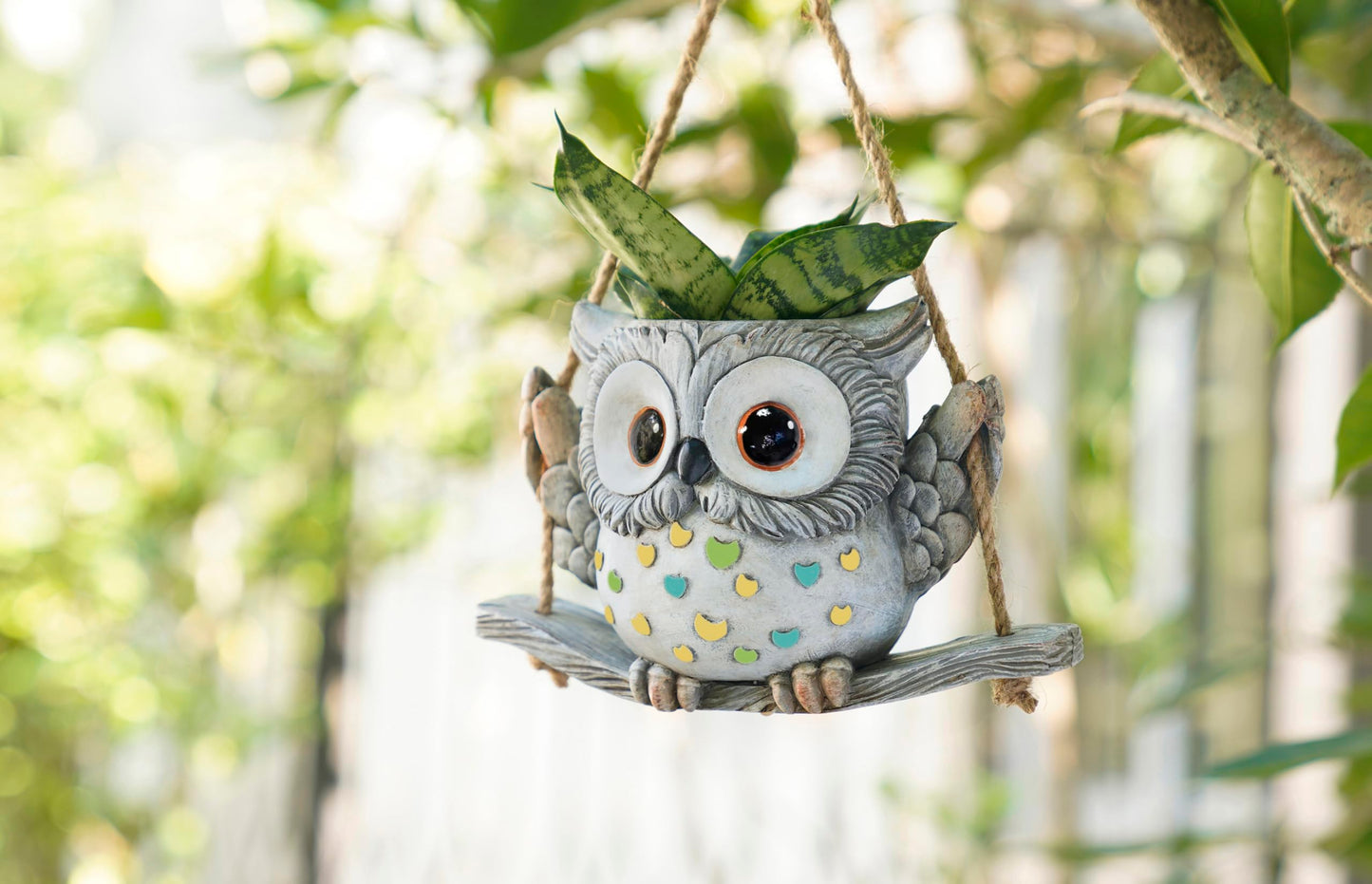Swing Owl Hanging Planters for Indoor Plants, Cute Small Succulent Pots with Drainage Hole, Unique Resin Plant Hangers Outdoor, Hanging Plant Holder for String Of Pearls, Gift Ideas for Mother