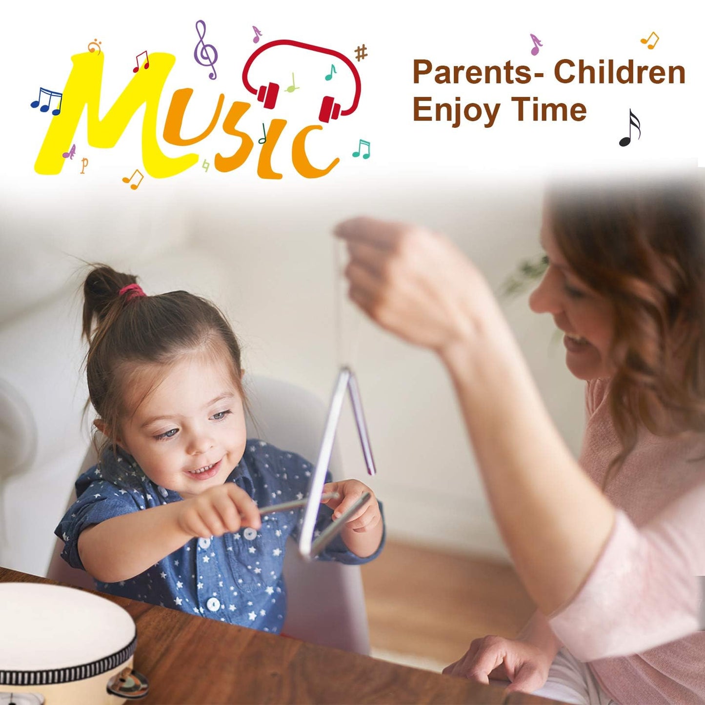 LOOIKOOS Toddler Musical Instruments Montessori Natural Wooden Percussion Instruments for Kids Preschool Educational Musical Toys Set for Boys and Girls with Storage Bag