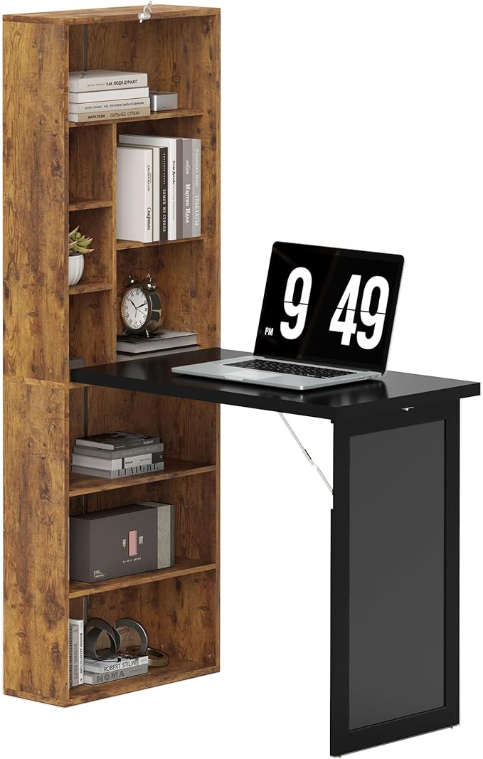 HOMCOM Foldable Convertible Writing Table, Wall Mounted Space-Saving Computer