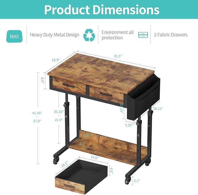 Small Portable Standing Rolling Desk