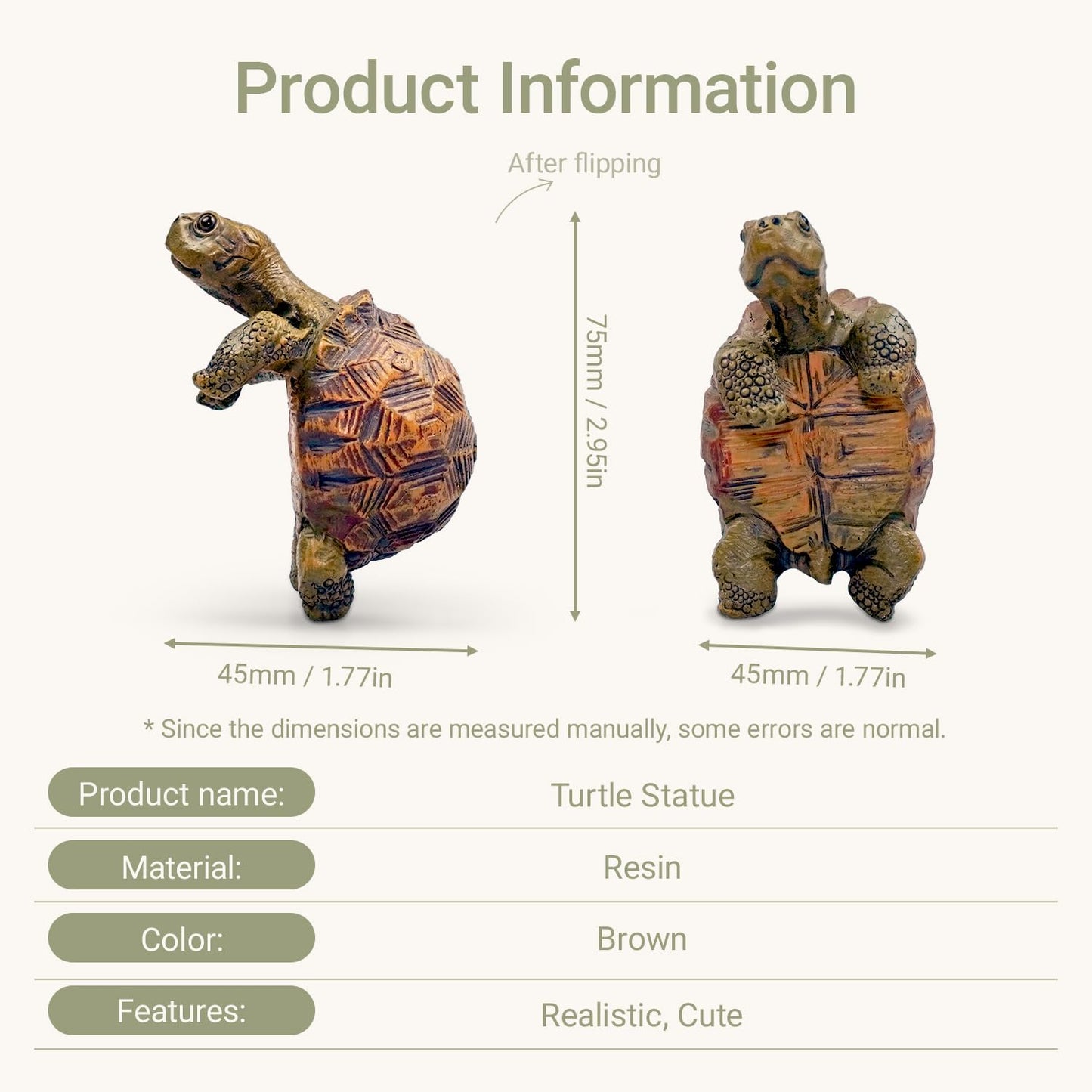 HoiiYoza Turtle Statue Tortoise Figurine Plant Pot Hanger, Resin Cute Tortugas Ornament Desk Decor Plant Decoration Gift for Flower Pot Bonsai Planter Succulent Vase