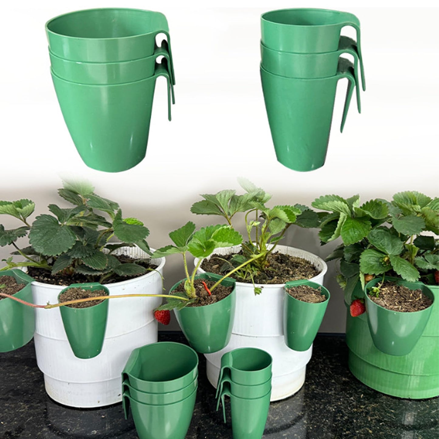 HEIMA STUDIO Strawberry Propagation Cups with Runner Forks, Breathable Plant Starter Pots for Rooting Runners, Greenhouse Seedling Containers for Balcony & Garden, Food Grade with Holes