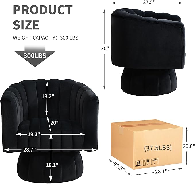Swivel Accent Barrel Chair Set of 2- Cute Comfy Small Round 360° Arm Chair