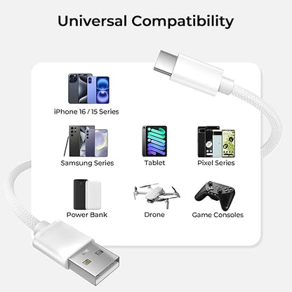 Basesailor Car Carplay Cable for iPhone 17 16 Pro Max,USB A to USB C Car Charger Cord 3.3FT 2Pack for iPad Pro 10th Mini 7th 6th Air 5th 4th Generation,Samsung S24 S23 S22 S21 FE Plus Ultra,A52 A53