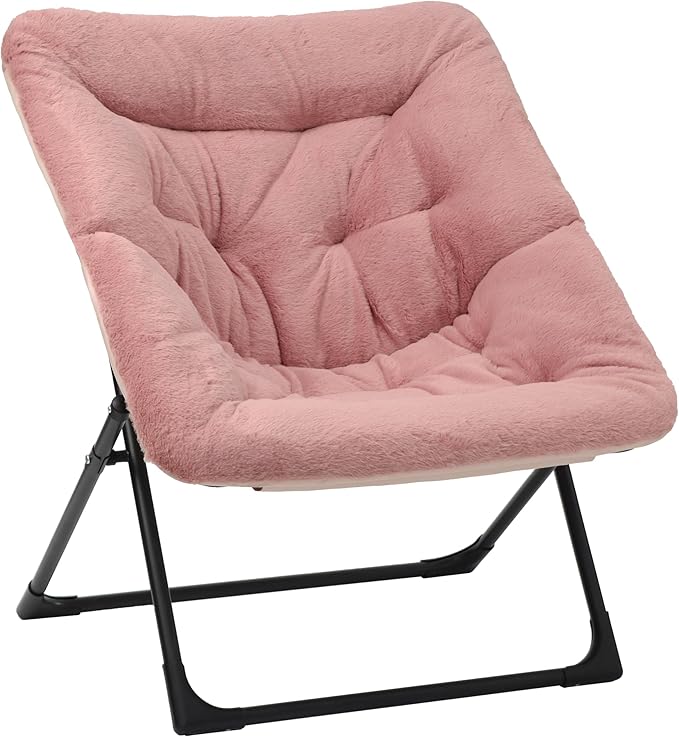 Comfy Saucer Chair for Adults, Soft Faux Fur Bedroom Chair, Accent Dorm Chairs