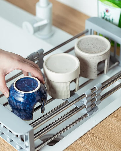 Sponge Holder for Kitchen, Ceramic Sink Caddy Scrub Sponge Rack Dish Rack