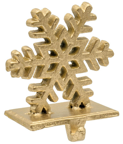 Red Co. 5" Decorative Cast Iron Stocking Holder with Hook in Old Gold Finish – Snowflake
