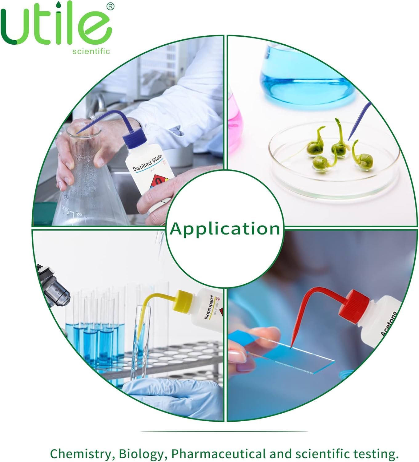 Utile 4pcs of Vol.500ml (16.9oz) Wash Bottles, Methanol Safety Wash Bottles, Narrow Mouth Squeeze Bottles,LDPE Material with PP Material Closure,5511.0371.4