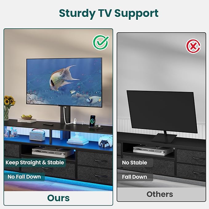 BTHFST TV Stand with Mount for 32/55/65/70 inch TVs, 51.2" LED TV Stand with