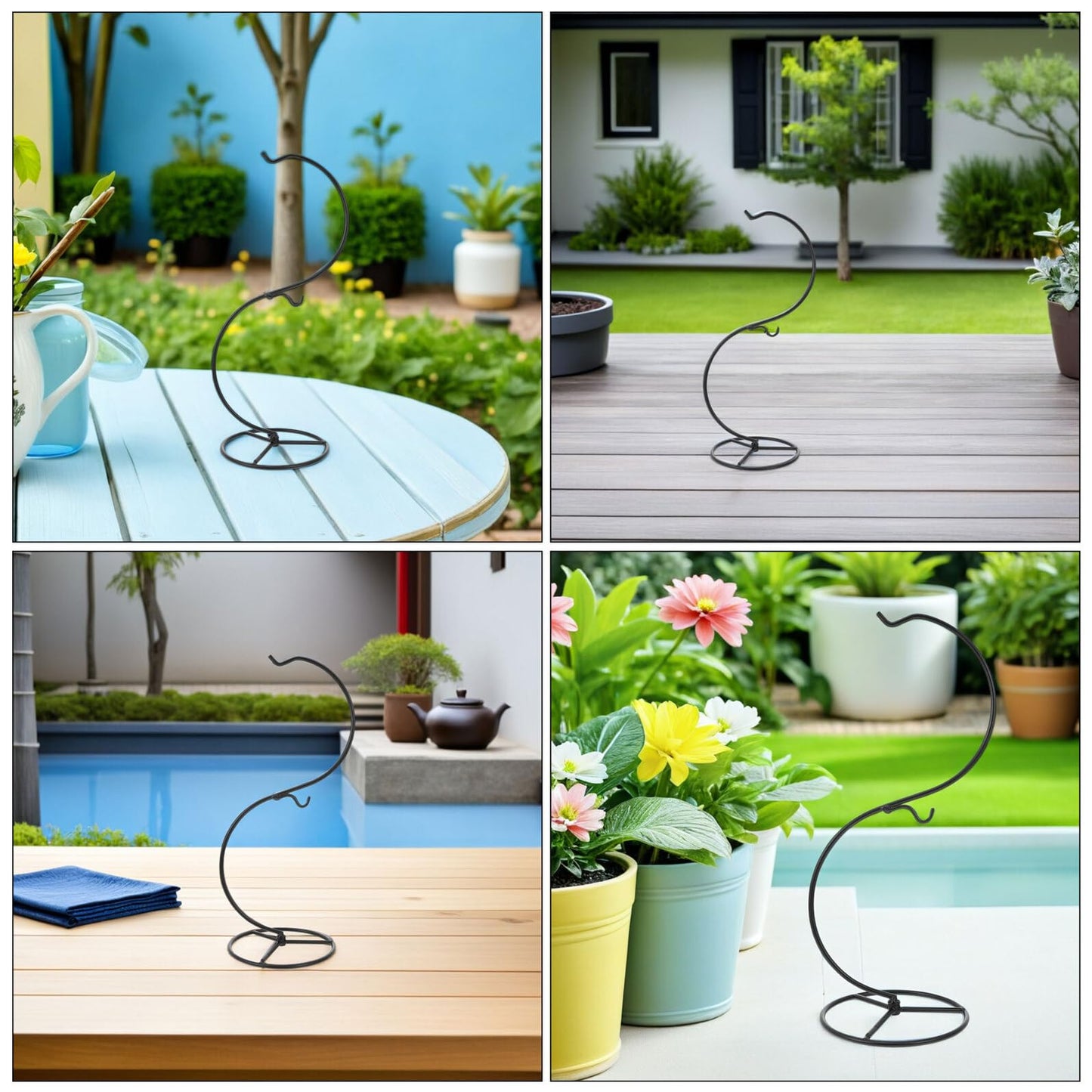 Toyvian 2pcs S-shaped Air Plant Stand Hangers 14x34.2cm Iron Wire Decorative Hanging Hook for Terrarium Display, Glass Globe Holder, Seasonal Ornament Display and Tabletop Art Craft Decor