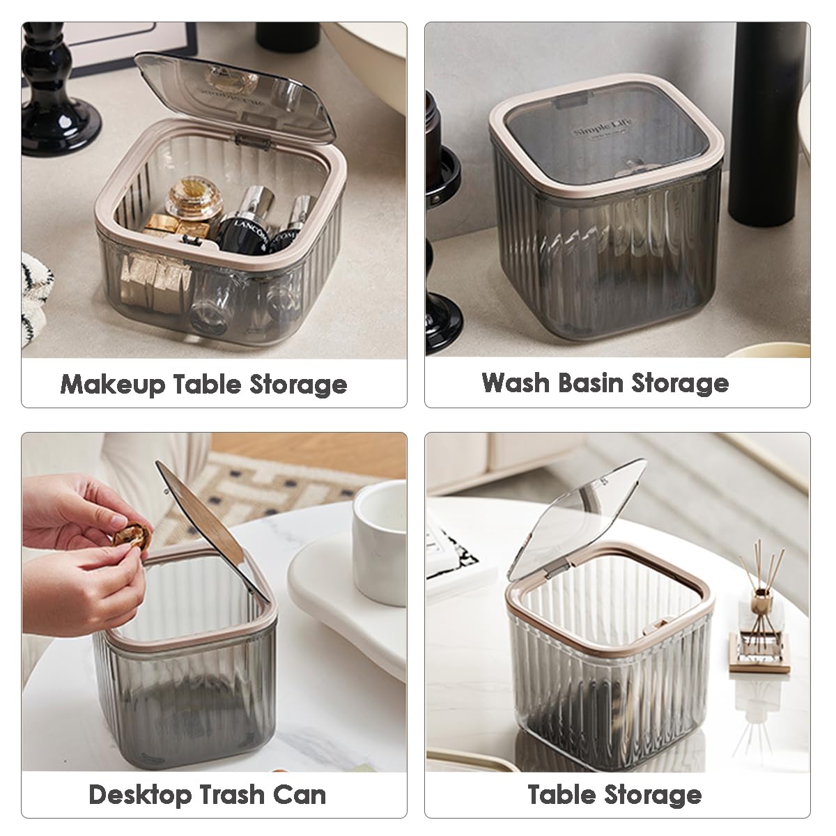 Tomonobu Mini Trash Can with Lid,Removable Small Garbage Can， Ultimate Mini Desktop Storage Box, Tiny Trash Can for Car, Bathroom, Kitchen or Bedroom