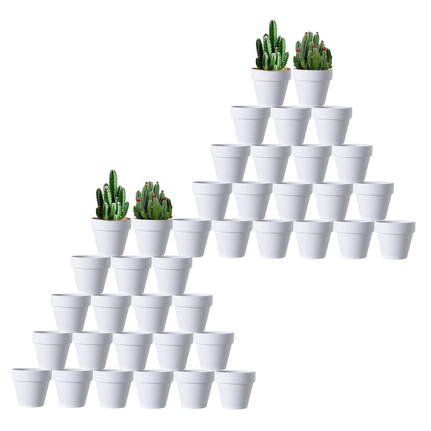 XXYXXY 40 Pieces 2.95 inch Mini with Drain Holes Juicy Flowerpots Home Office, Windowsill, Wedding Decoration Flowerpots（White）