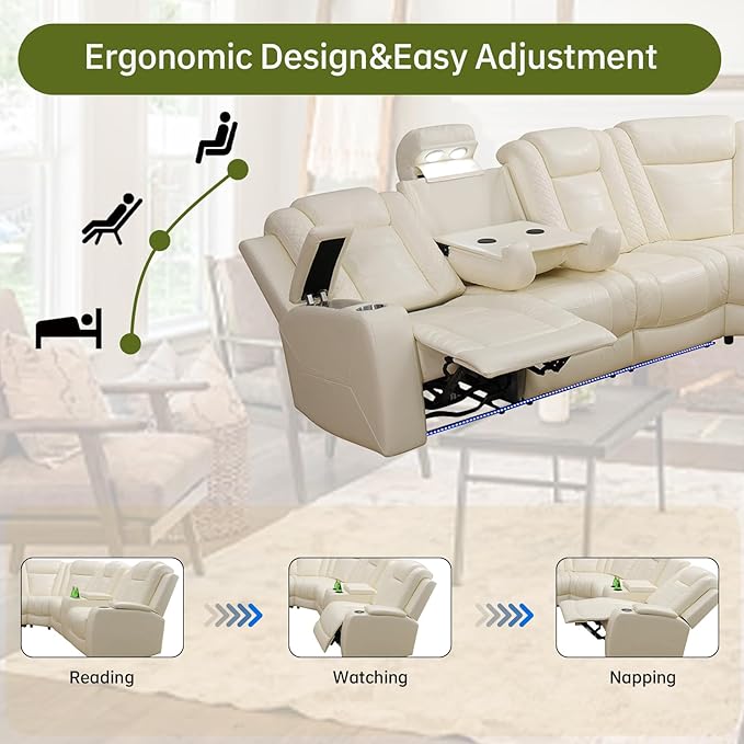 Electric Power Recliner Sectional
