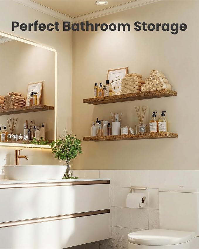 AMADA HOMEFURNISHING 23.6" L Floating Shelves, Wall Shelves Set of 3