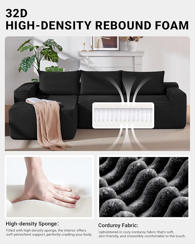 97" Cloud Sectional Couch, Modern Modular Sectional Sofa