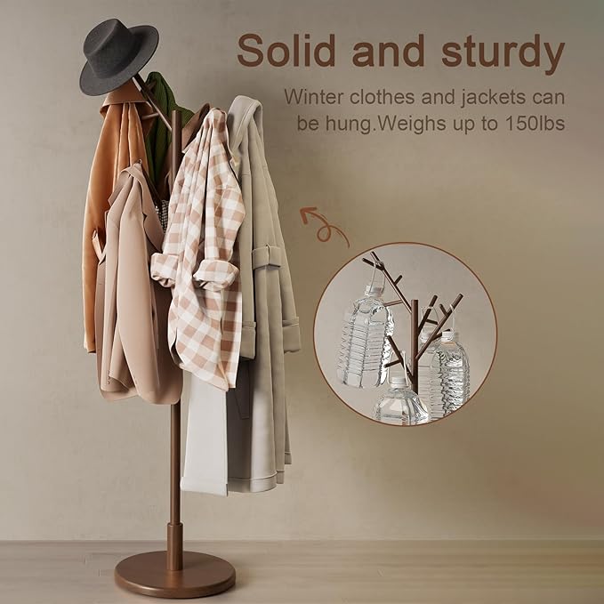 Muwuele Coat Rack, Solid Wood Coat Rack Freestanding