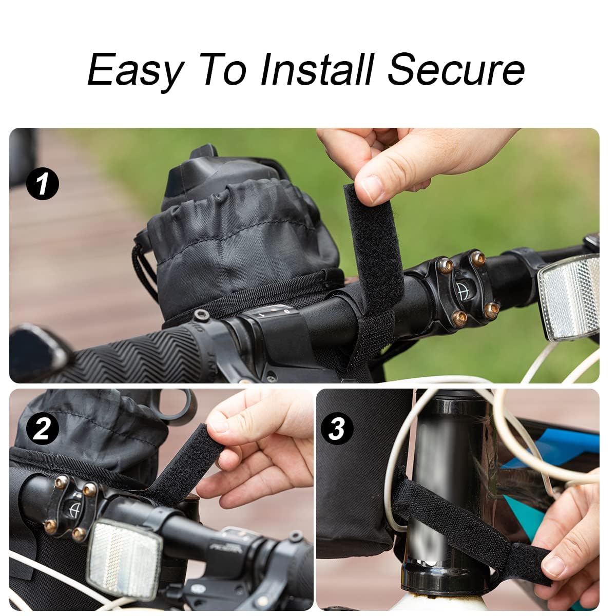 Caudblor Bike Water Bottle Holder Bag for Kid Adult, Insulated Bicycle Coffee Cup Holders with Phone Storage, Black Handlebar Drink/Beverage Container for Walker/Cruiser/Exercise/Mountain Bike