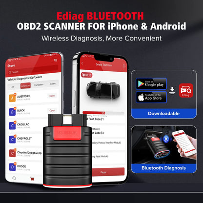 KINGBOLEN Ediag OBD2 Scanner Bluetooth, Bidirectional Scanner All System Diagnostic Tool for iOS & Android, ECU Coding, Active Test,15+ Reset Function, FCA AutoAuth, 1 Year Fr-ee Update from Thinkcar