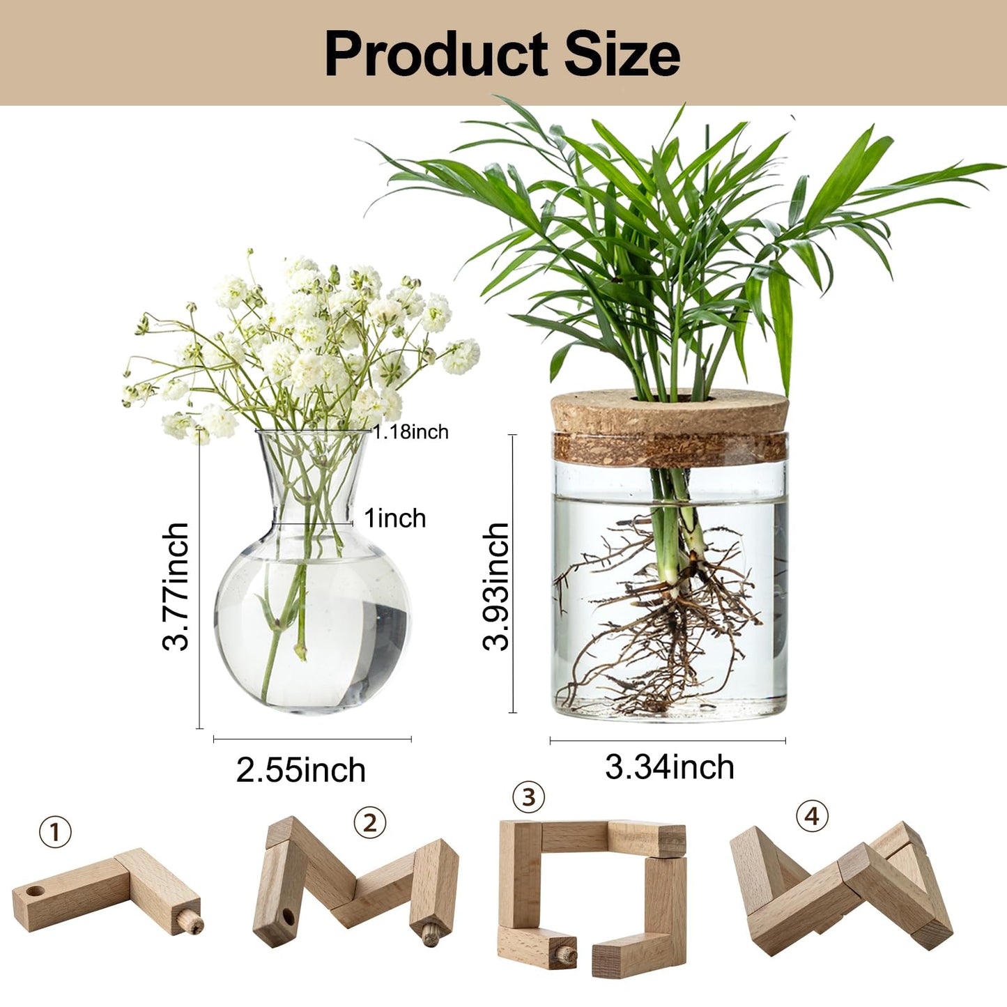 JGKYLDZ Plant Propagation Station, 2 Style Glass Planter Terrarium Set for Hydroponic Plants | Home Office Tabletop Decor, Gardening Gifts for Women, Mom, Plant Lovers (4)