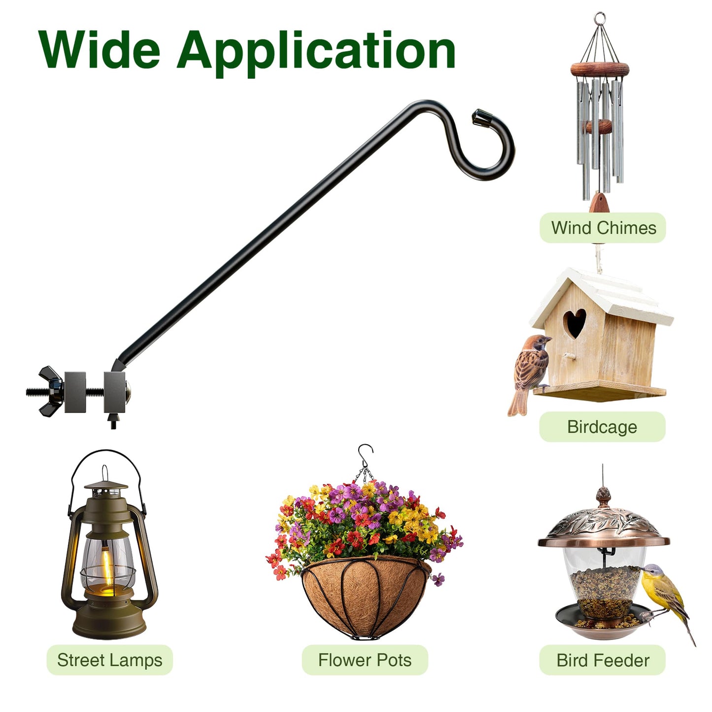 Josmimic 12-Inch Deck Bird Feeder Hanger for Railing, Outdoor Decor Plant Hanger, Balcony Railing Hook - 22LB Capacity - for Hanging Plants, Bird Feeders, Lanterns, Wind Chimes