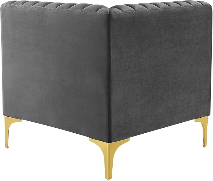Modway EEI-3983-GRY Triumph Channel Tufted Performance Velvet Sectional Sofa