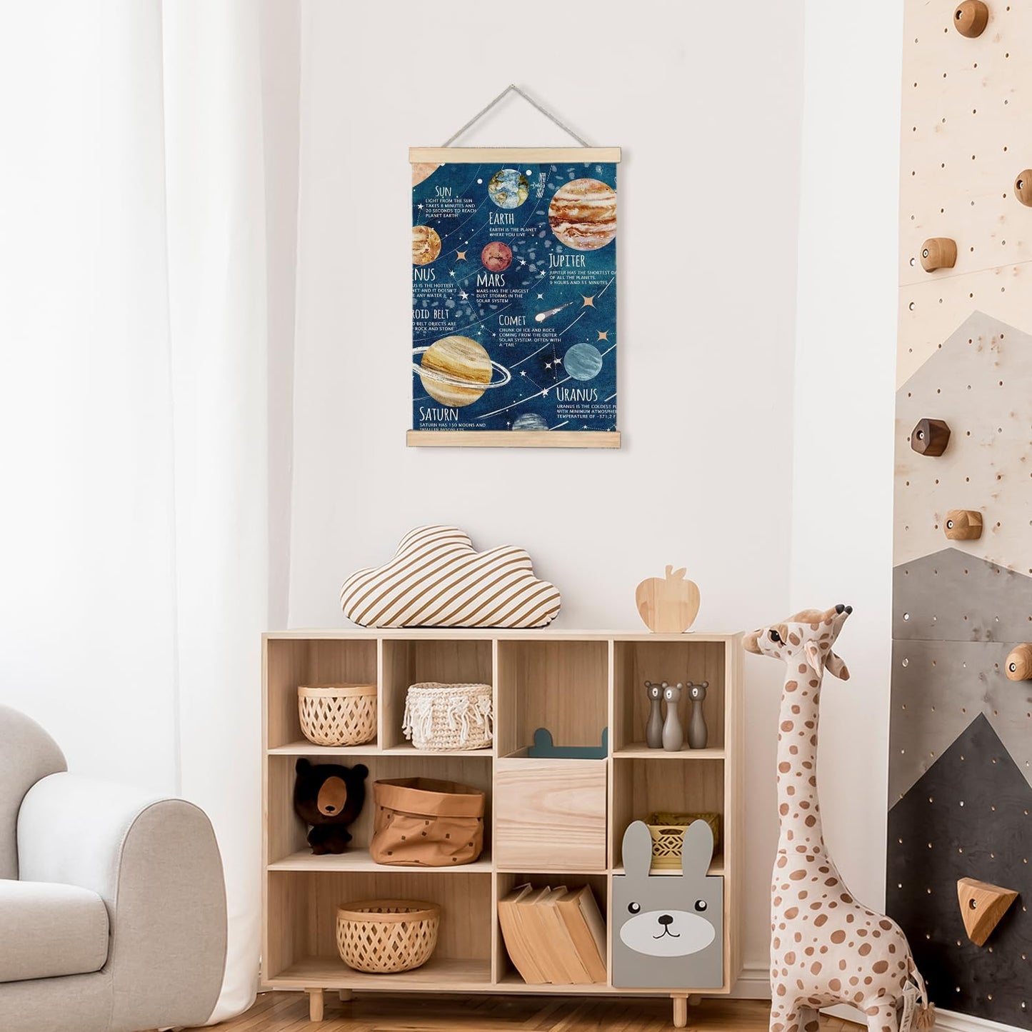 Luvadian Solar System Poster, Space Wall Art for Boys Room, Planet Poster Hanger Frame, 12x16 Inches