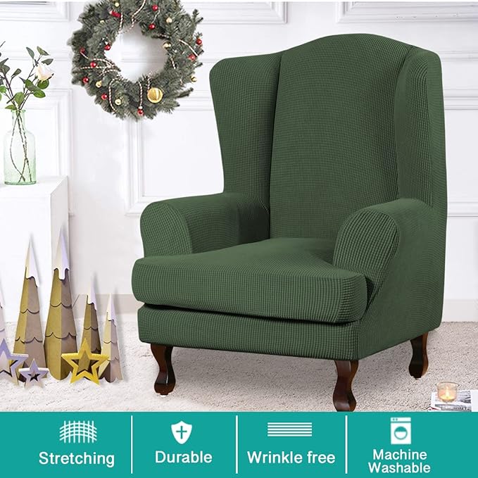 Turquoize Wingback Chair Covers 2 Piece Wing Chair Slipcover Stretch Slipcovers