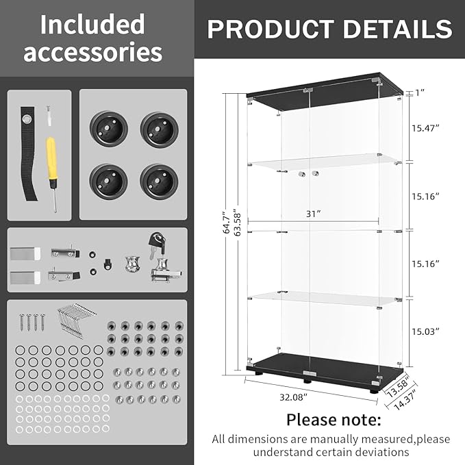 LFT HUIMEI2Y Glass Display Cabinet 4-Shelf