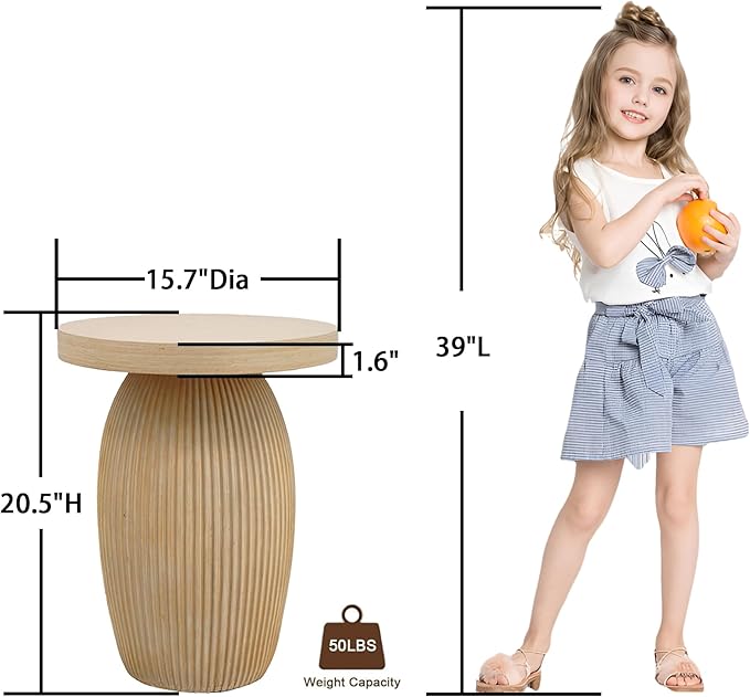 PARISLOFT Rustic Mushroom Side Table, Bohemian End Table