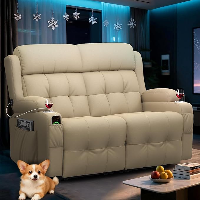 Home Theater Seating Loveseat Recliner Sofa, Wall-Hugger Reclining Couch