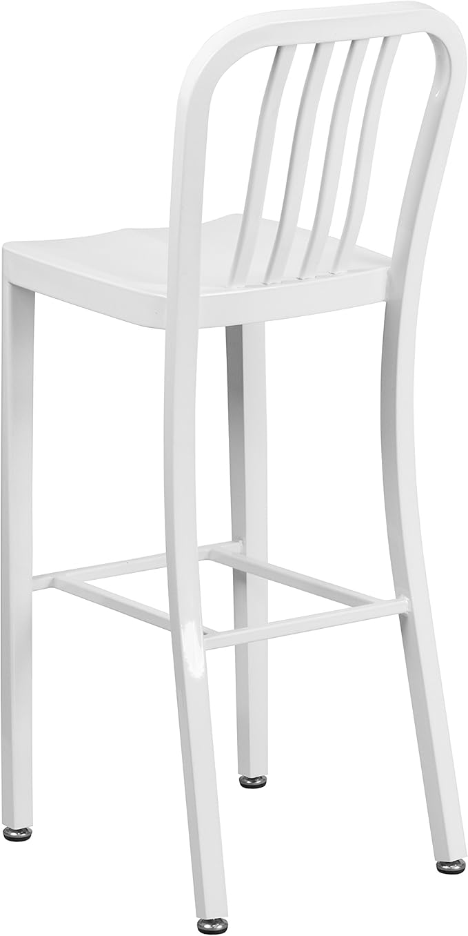 Flash Furniture Commercial Grade 30" High White Metal Indoor-Outdoor Barstool