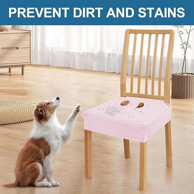 Smiry Waterproof Seat Covers for Dining Room Chairs Set of 4, Stretch Jacquard