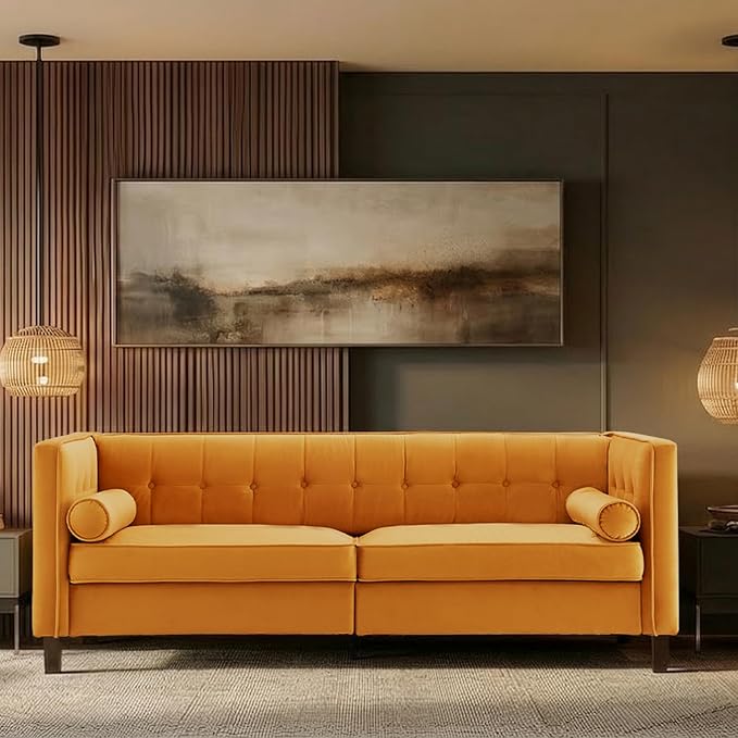 Dreamsir 78'' W Velvet Sofa, Mid-Century Love Seats Sofa Furniture
