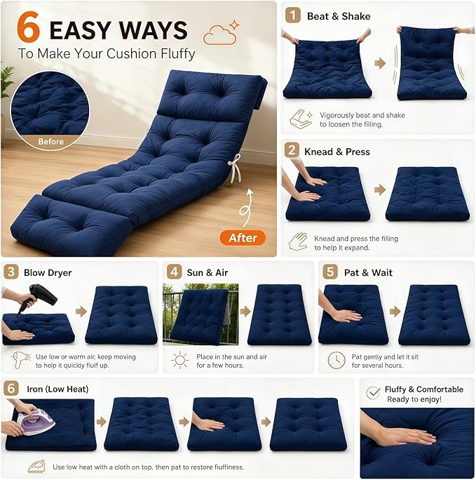 Chaise Lounge Cushion Outdoor, Waterproof Thick Patio Lounge Chair Cushion