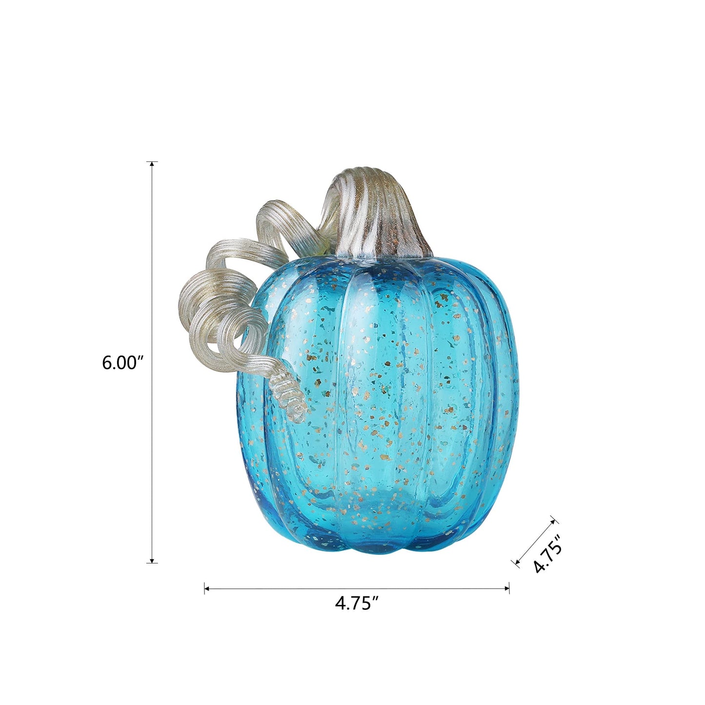 Glitzhome Hand Blown Glass Pumpkin Decor 6" Blue - Artisan Fall Table Centerpiece for Thanksgiving Harvest Home Decor Halloween Displays