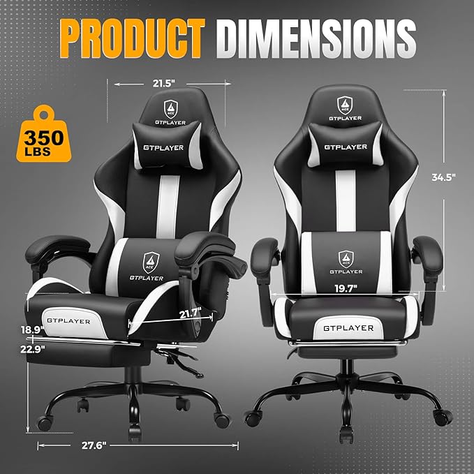 GTPLAYER Gaming Chair with Pocket Spring Cushion, Leather Office Chair with