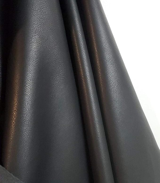 Black Faux PU Leather by The Yard Synthetic Pleather 0.7 mm Nappa 1 Yard