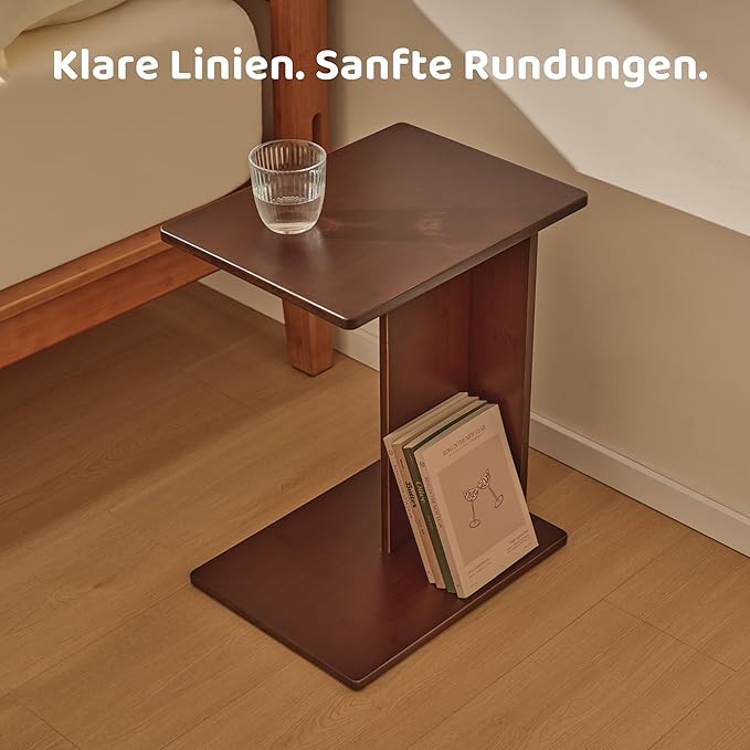 RECCI Solid Bamboo C-Shaped End Table Set of 2