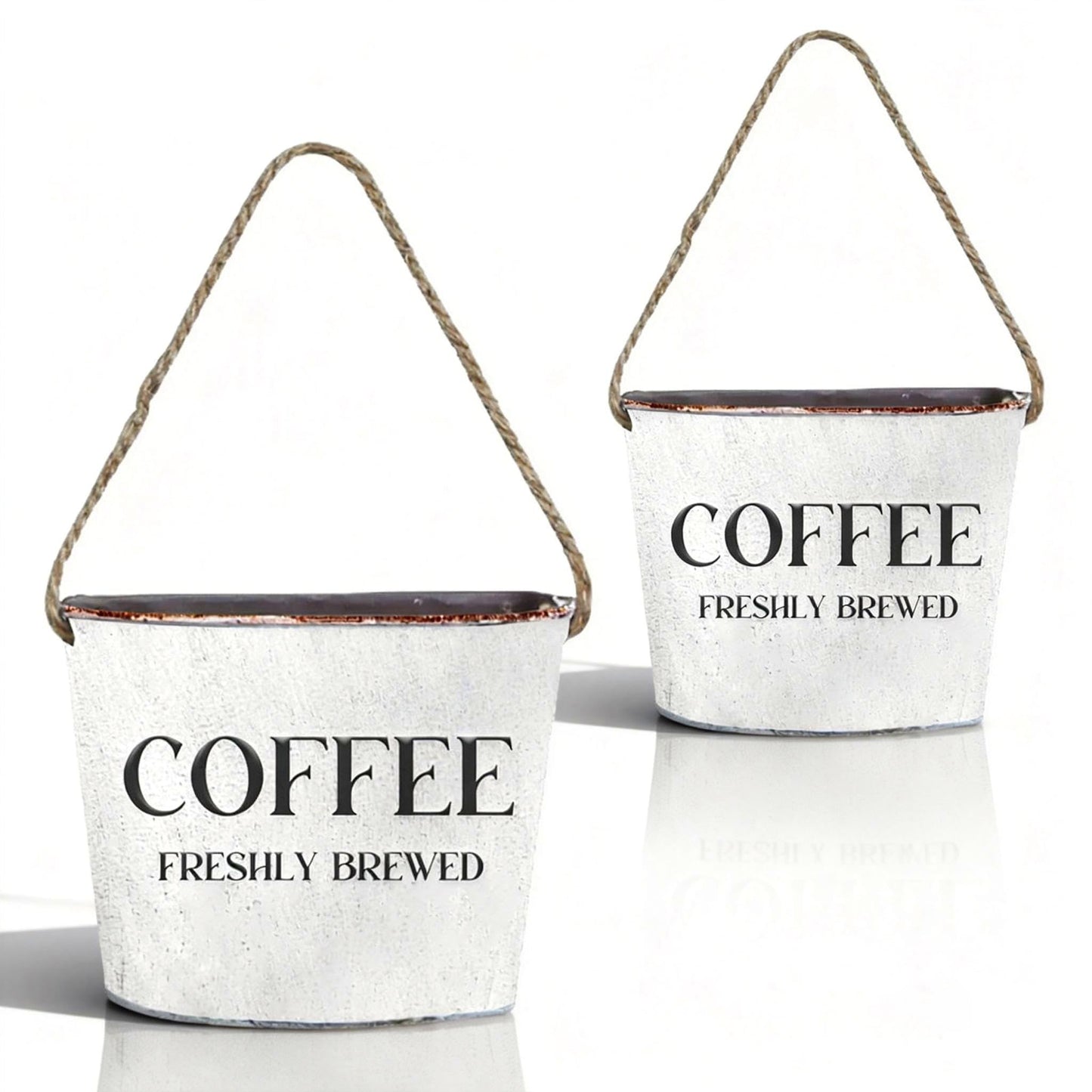 Lukpanda Coffee Bar Decor - 2 Pcs Rustic Farmhouse Wall-Mounted Planters, Decorative Flower Pots for Coffee Bar Walls, 6.2x5.5x4.3 Inches | Greenery Not Included