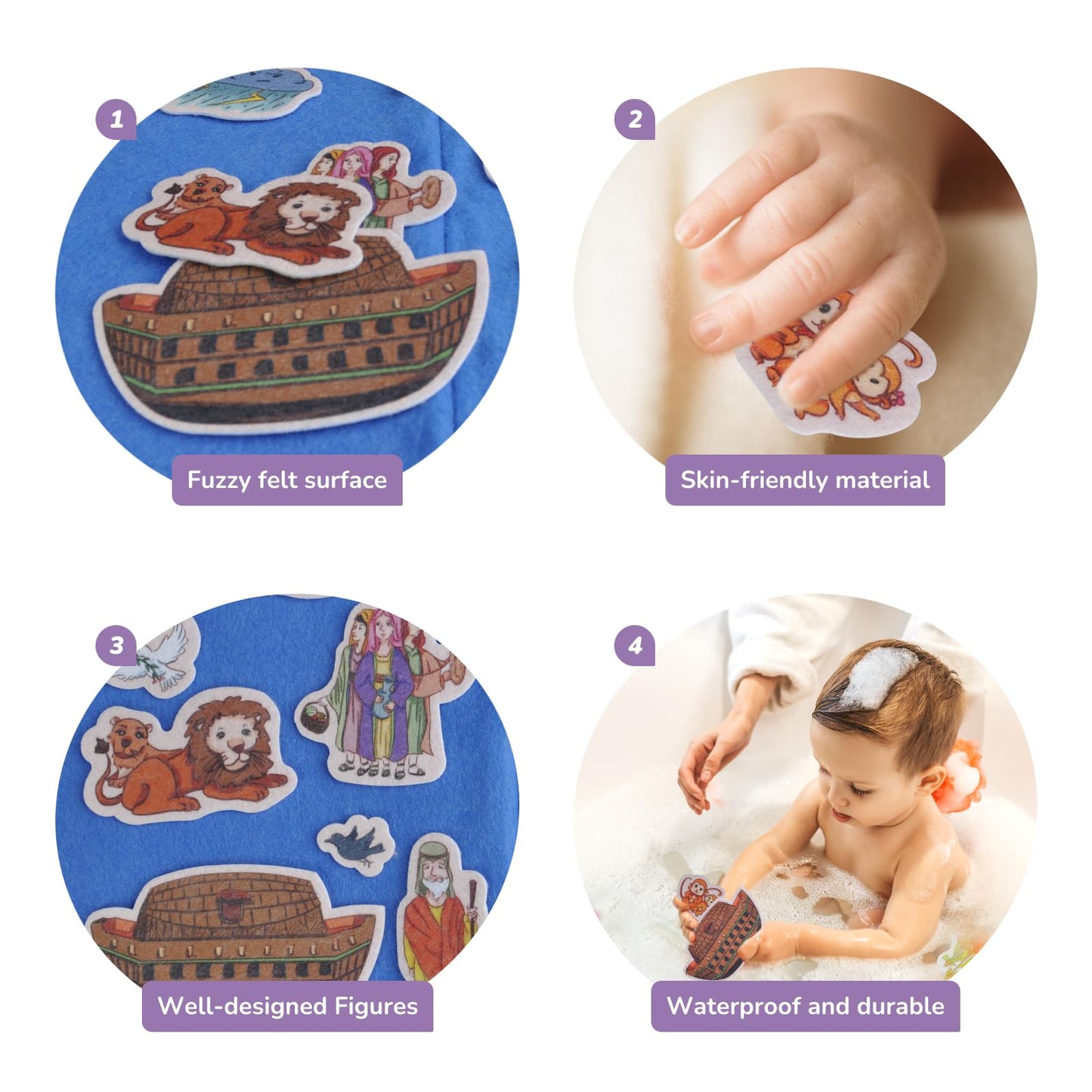 CHEFAN 12 Pack Felt Board Bible Stories Pieces,Flannel Board Stories for Preschool Activities Included a Felt Bag