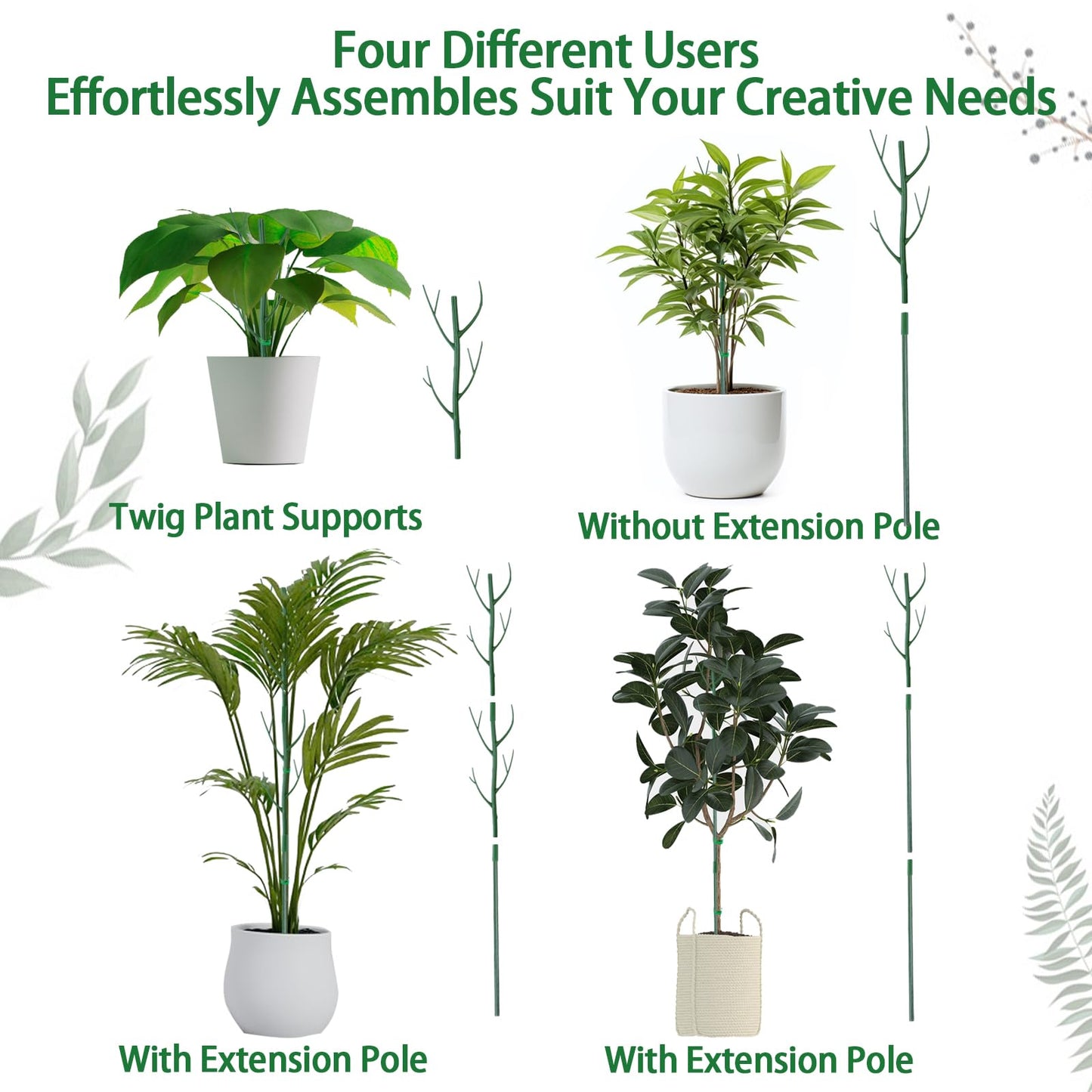 Kutoda 6-Pack Twig Plant Support Stakes Set with Blending Design, 28.8-Inch Towers for Indoor/Outdoor Plants
