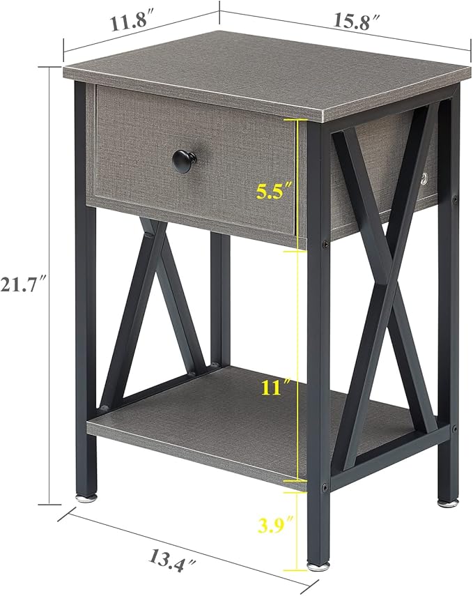 VECELO Nightstands Set of 2, Modern Bedside End Tables, Night Stands