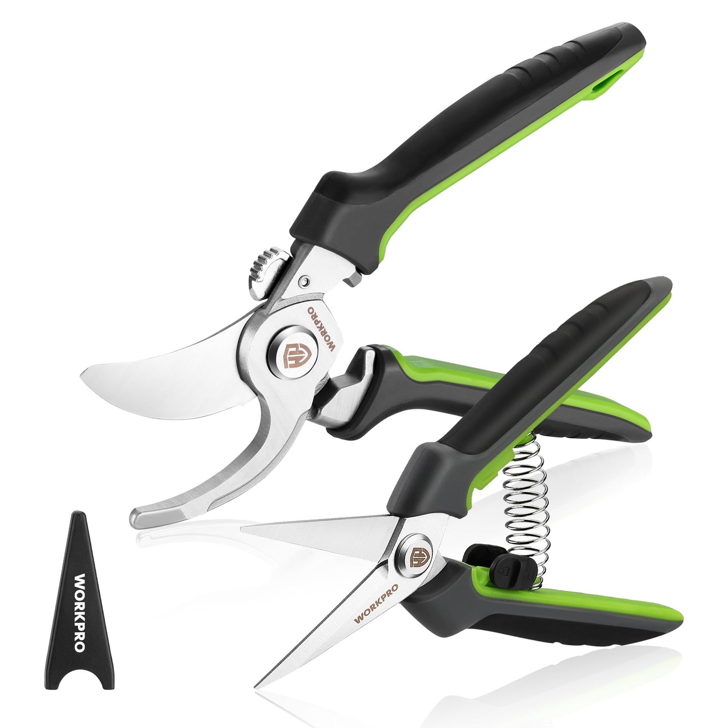 WORKPRO Garden Pruning Shears 2 Pack, 8.5" Bypass Pruning Shears and 6.25" Straight Garden Flower cissors, Garden Clippers Hand Tools for Cutting Flowers, Trimming Plants, Picking Fruits