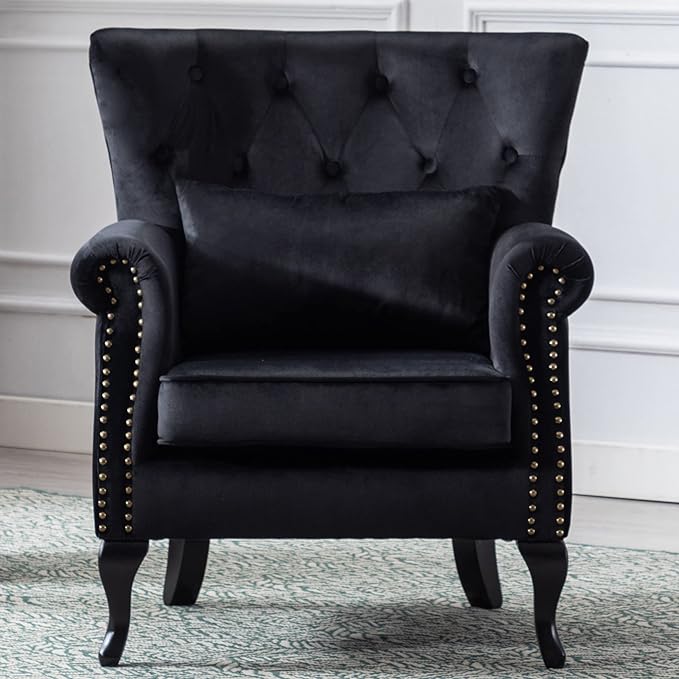Mid Century Modern Accent Chair Upholstered Armchair Comfy Velvet Fabric Single
