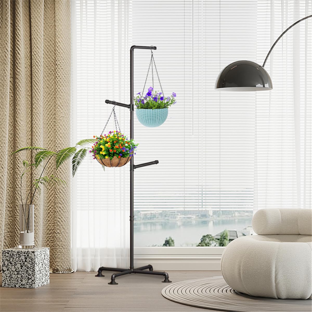 Lengfkus Plant Hanger Indoor,Corner Hanging Plant Stand,Heavy Duty Metal Hanging Plant Holder for Indoor Plants,Living Room,Balcony,Bedroom,Garden