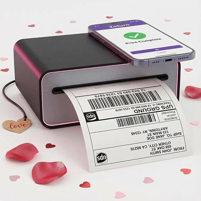 4x6 Thermal Shipping Label Printer - Wireless Bluetooth, Rechargeable Battery, No Ink Needed - for iPhone, Android, Home