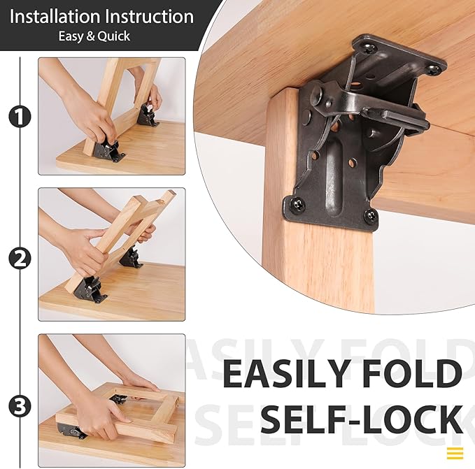 8 Pack Folding Brackets, Self-Lock Hinge