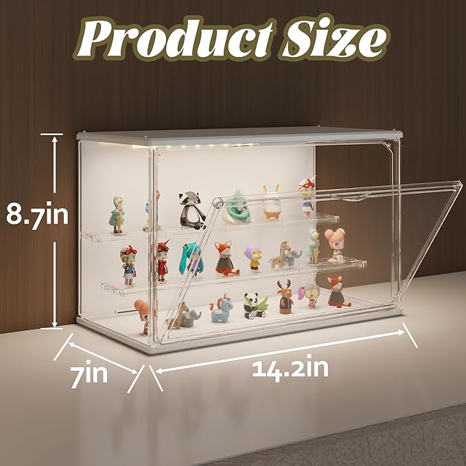 Clear Display Case for Collectibles, 3-Tier Adjustable Figure Display Case