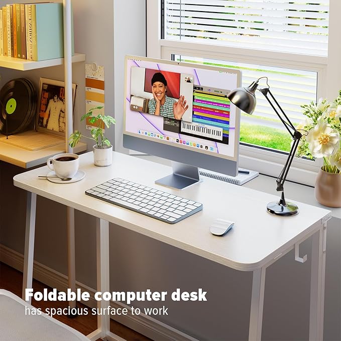 WOHOMO Folding Desk, Small Writing Desk 39.4", Space-Saving Foldable Laptop